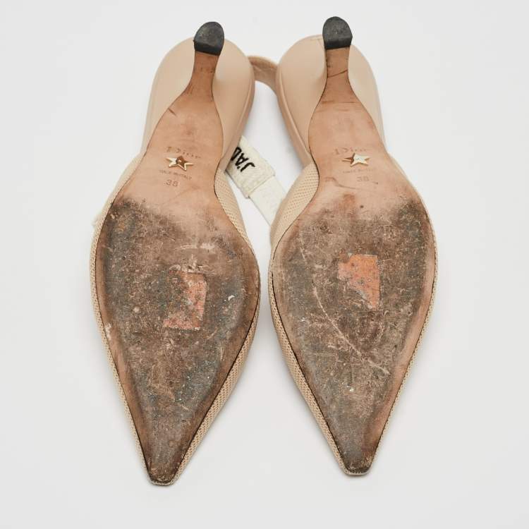 Pre Owned Dior Beige Canvas  J'Adior Slingback Pumps Size 38