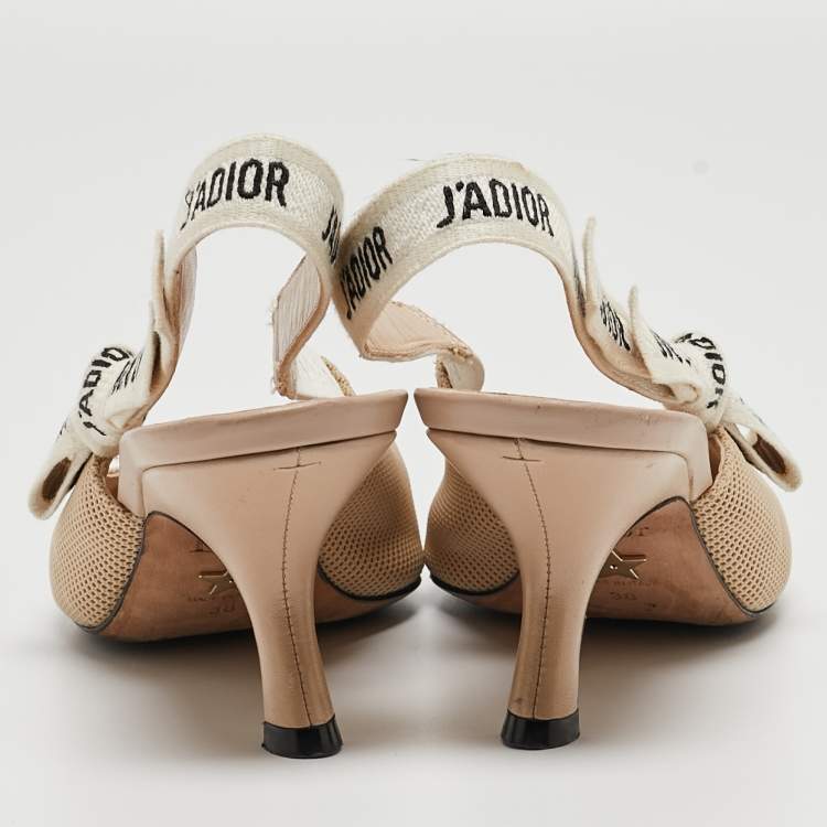 Pre Owned Dior Beige Canvas  J'Adior Slingback Pumps Size 38
