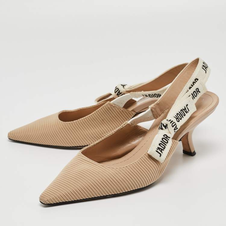 Pre Owned Dior Beige Canvas  J'Adior Slingback Pumps Size 38