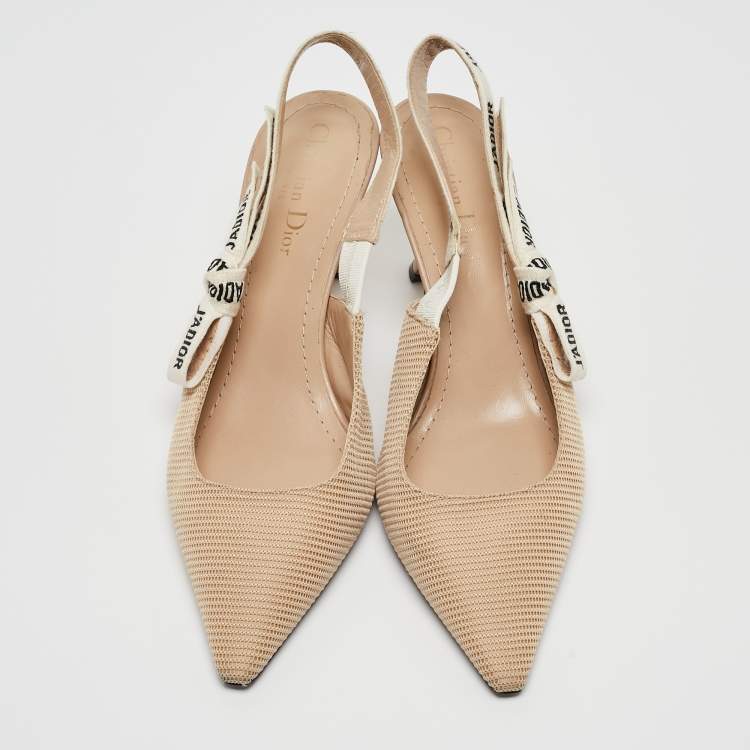 Pre Owned Dior Beige Canvas  J'Adior Slingback Pumps Size 38