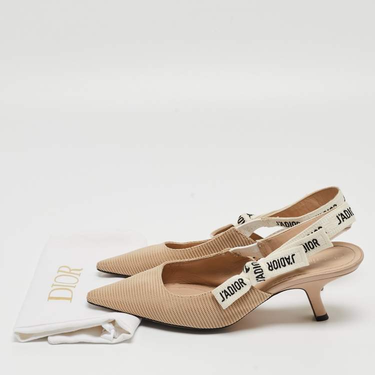 Pre Owned Dior Beige Canvas  J'Adior Slingback Pumps Size 38