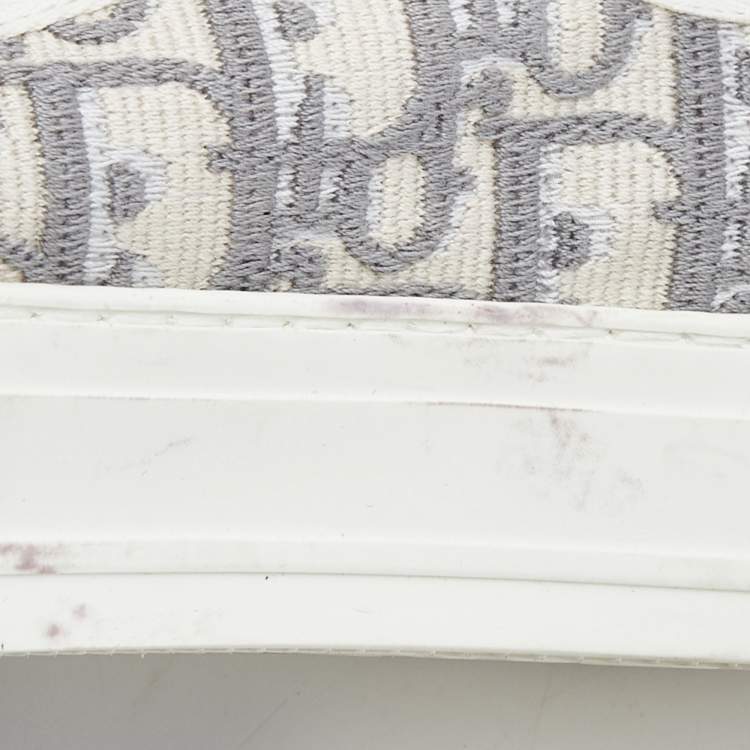 Pre Owned Dior White/Grey Oblique Canvas Walk'n'Dior Sneakers Size 38