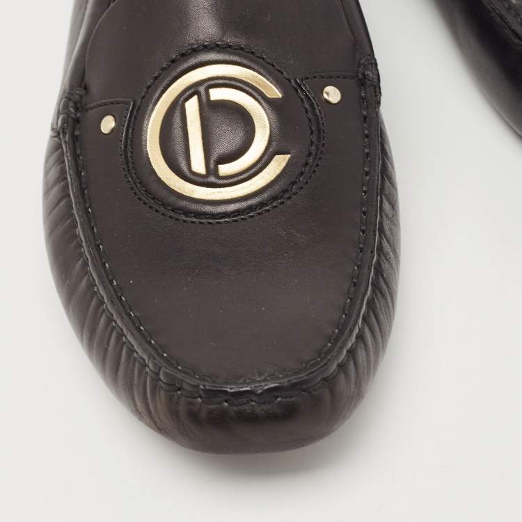 Pre Owned Dior Black Leather Slip On Loafers Size 38