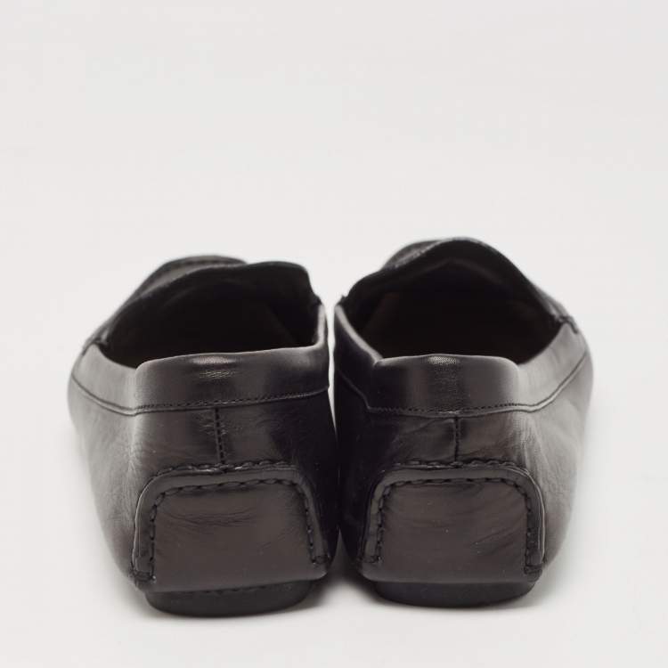 Pre Owned Dior Black Leather Slip On Loafers Size 38