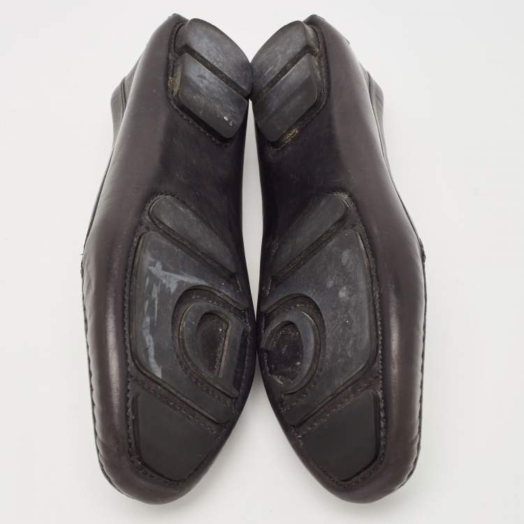 Pre Owned Dior Black Leather Slip On Loafers Size 38