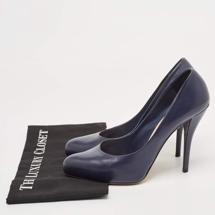 Pre Owned Dior Navy Blue Leather Pumps Size 39