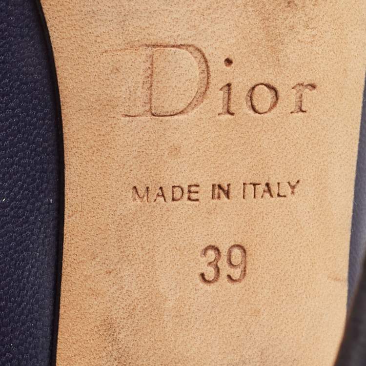 Pre Owned Dior Navy Blue Leather Pumps Size 39