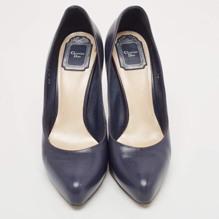 Pre Owned Dior Navy Blue Leather Pumps Size 39