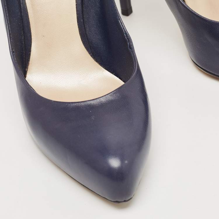Pre Owned Dior Navy Blue Leather Pumps Size 39