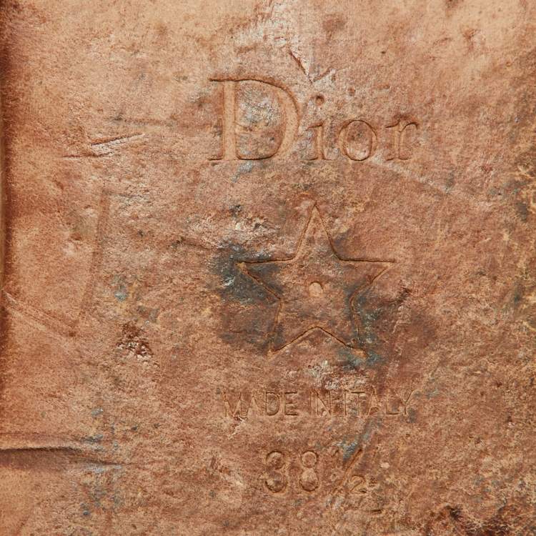 Pre Owned Dior Grey Canvas Dway Flat Slides Size 38.5