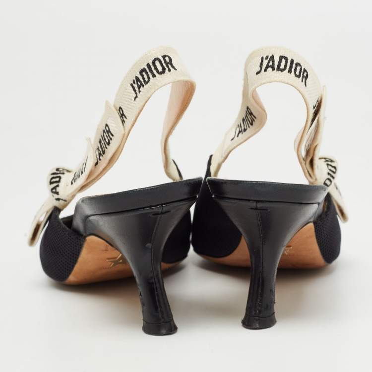 Pre Owned Dior Black Canvas J'Adior Slingback Pumps Size 38.5