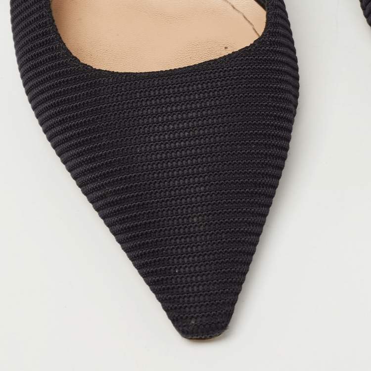 Pre Owned Dior Black Canvas J'Adior Slingback Pumps Size 38.5
