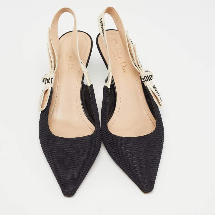 Pre Owned Dior Black Canvas J'Adior Slingback Pumps Size 38.5