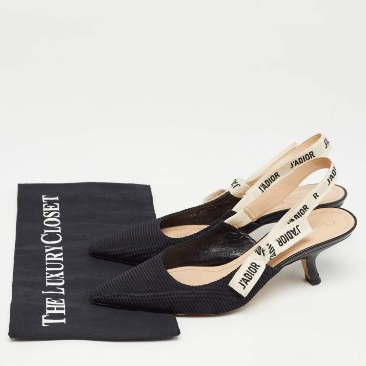 Pre Owned Dior Black Canvas J'Adior Slingback Pumps Size 38.5