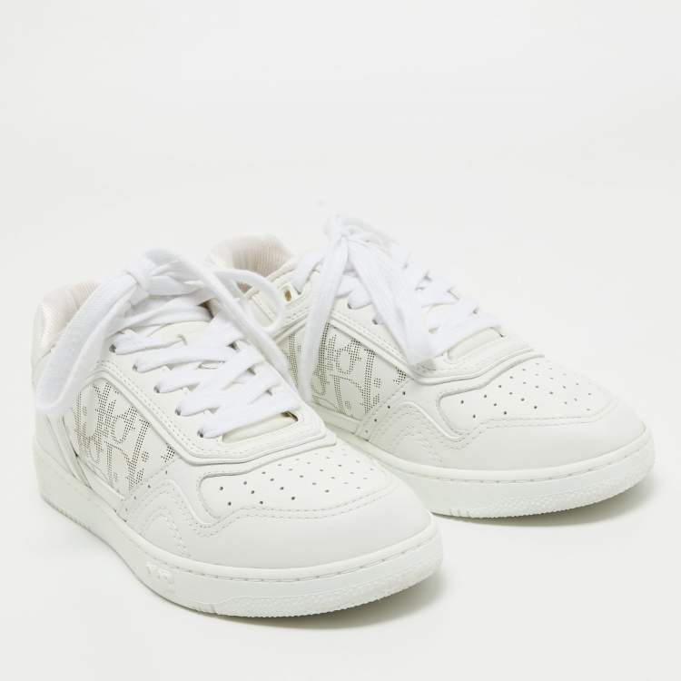 Pre Owned Dior White Leather  B27 Low Top Sneakers Size 37