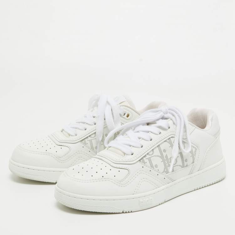 Pre Owned Dior White Leather  B27 Low Top Sneakers Size 37
