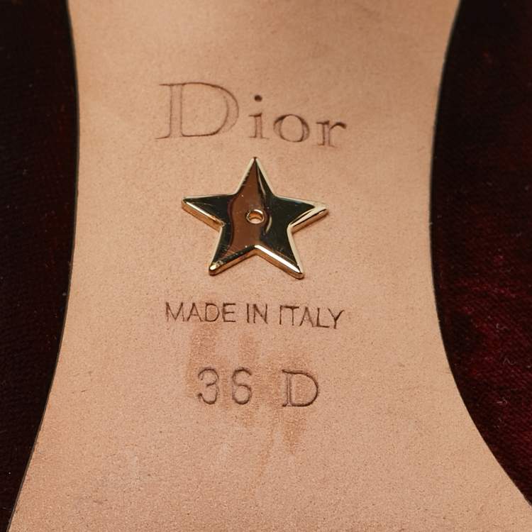 Pre Owned Dior Burgundy Velvet Crystal Embellished Pumps Size 36