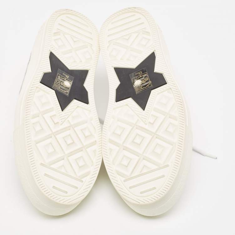 Pre Owned Dior White/Grey Oblique Embroidered Canvas Walk'n'Dior Sneakers Size 38