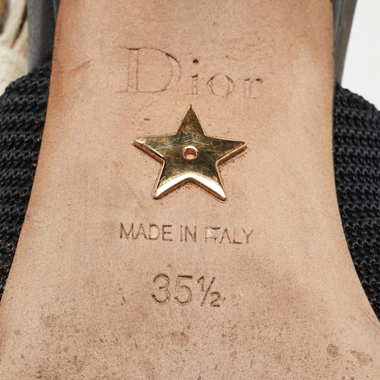 Pre Owned Dior Black Mesh and Canvas  J'Adior  Slingback Pumps Size 35.5