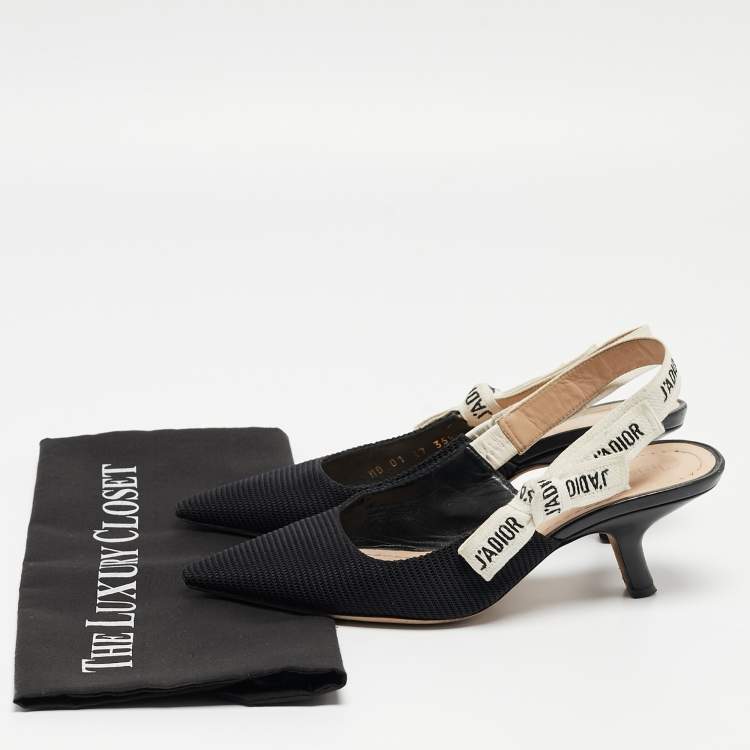 Pre Owned Dior Black Mesh and Canvas  J'Adior  Slingback Pumps Size 35.5