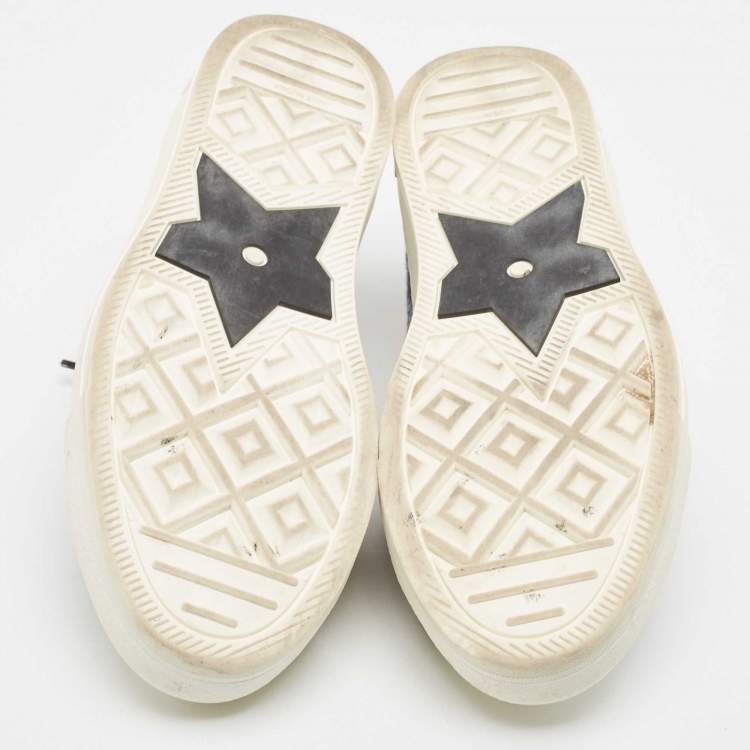 Pre Owned Dior Navy Blue/White Floral Embroidered Canvas Walk'n'Dior Sneakers Size 39