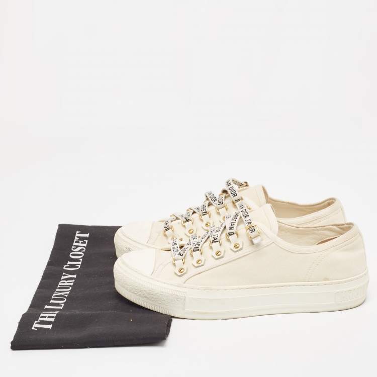 Pre Owned Dior Cream Canvas Walk'n'Dior Sneakers Size 37.5