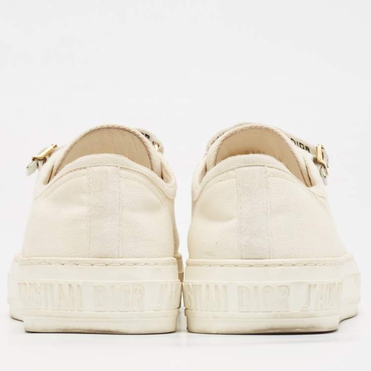 Pre Owned Dior Cream Canvas Walk'n'Dior Sneakers Size 37.5