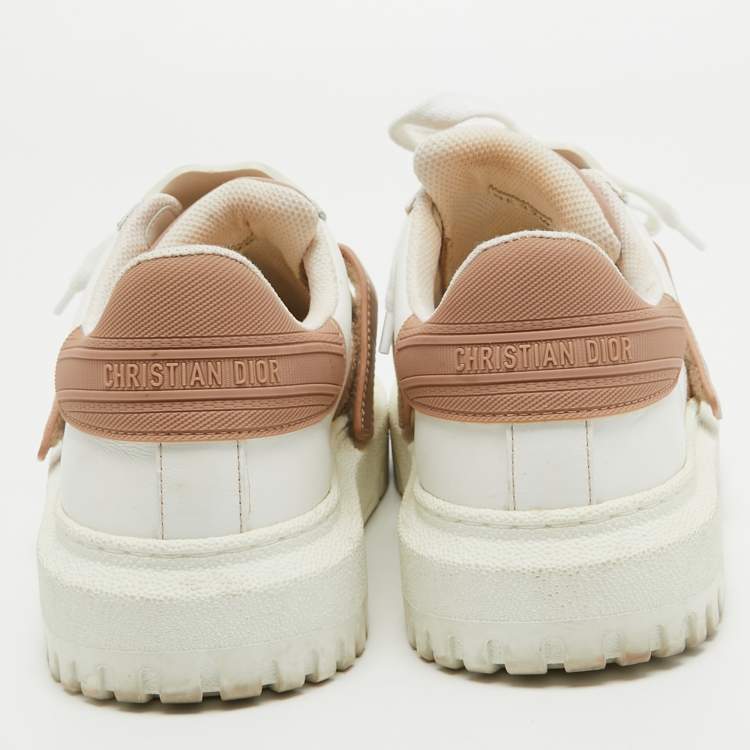Pre Owned Dior White/Pink Leather and Rubber Dior ID Sneakers Size 37.5
