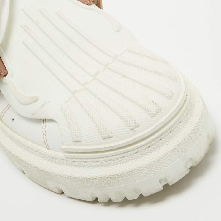 Pre Owned Dior White/Pink Leather and Rubber Dior ID Sneakers Size 37.5