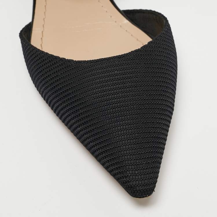 مملوكة مسبقًا Dior Black Technical Fabric J'Adior Ankle Wrap Flats Size 37.5
