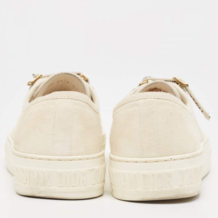 Pre Owned Dior Cream Canvas Walk'n'Dior Sneakers Size 37.5