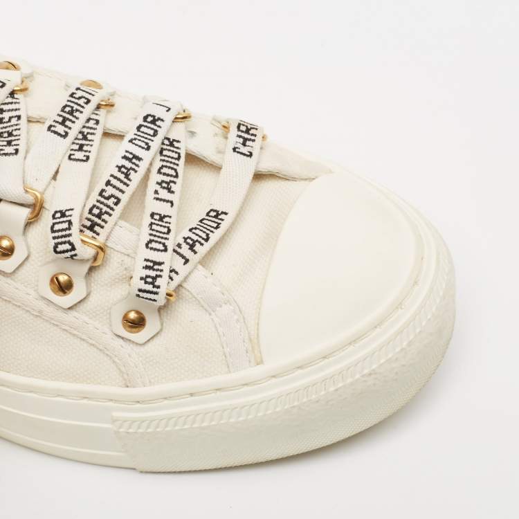 Pre Owned Dior Cream Canvas Walk'n'Dior Sneakers Size 37.5