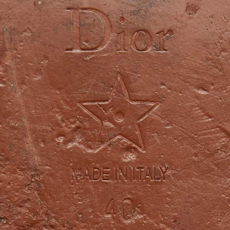 Pre Owned Dior Blue/White Embroidered Canvas Dway Flats Slides Size 40