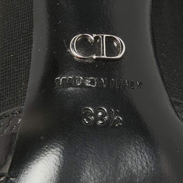 Pre Owned Dior Black Leather and Lizard Embossed Booties Size 38.5   