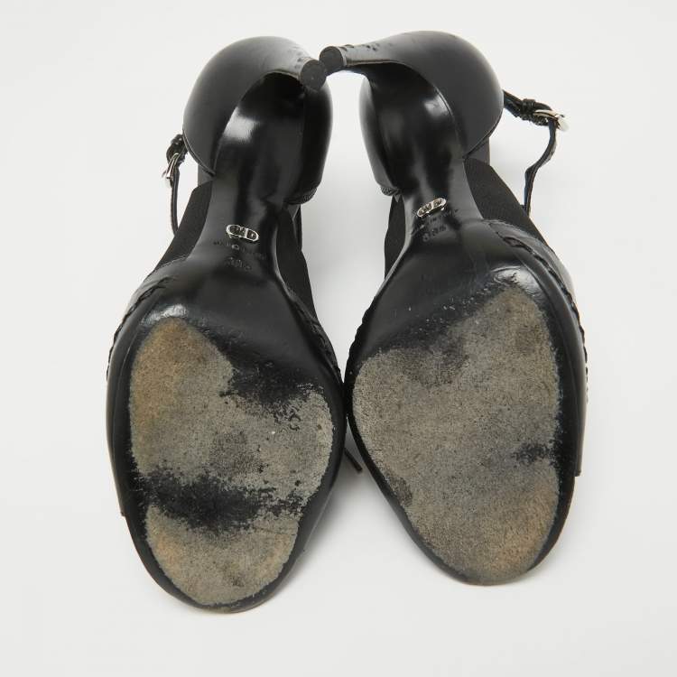 Pre Owned Dior Black Leather and Lizard Embossed Booties Size 38.5   