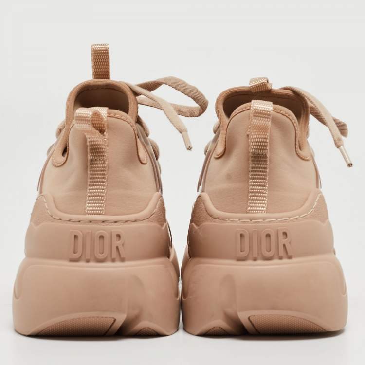 Pre Owned Dior Beige Neoprene and Leather D-Connect Sneakers Size 38