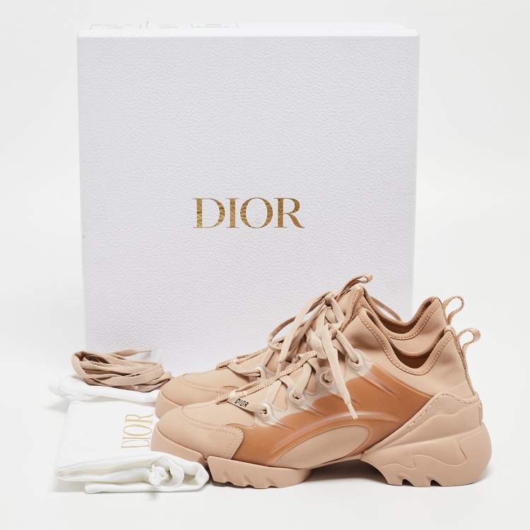 Pre Owned Dior Beige Neoprene and Leather D-Connect Sneakers Size 38
