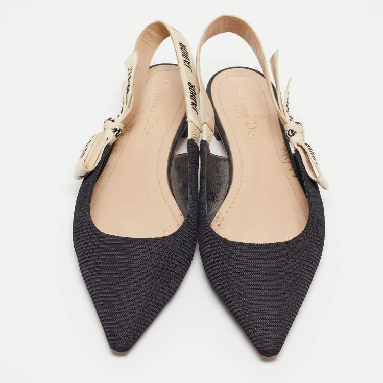 Pre Owned Dior Black Canvas J'Adior Slingback Flat Sandals Size 40