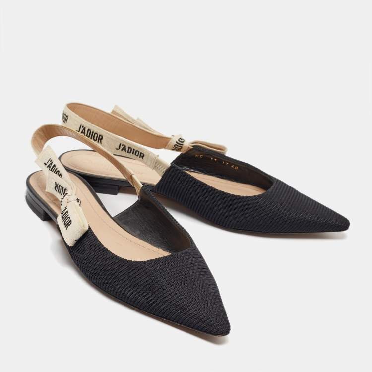 Pre Owned Dior Black Canvas J'Adior Slingback Flat Sandals Size 40