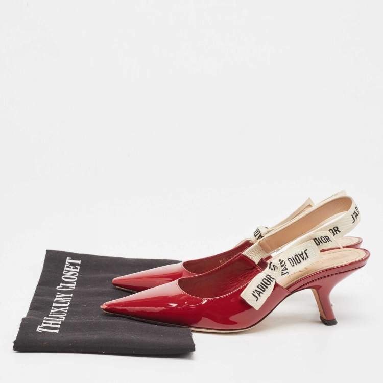 Pre Owned Dior Red Patent J'Adior Slingback Pumps Size 36