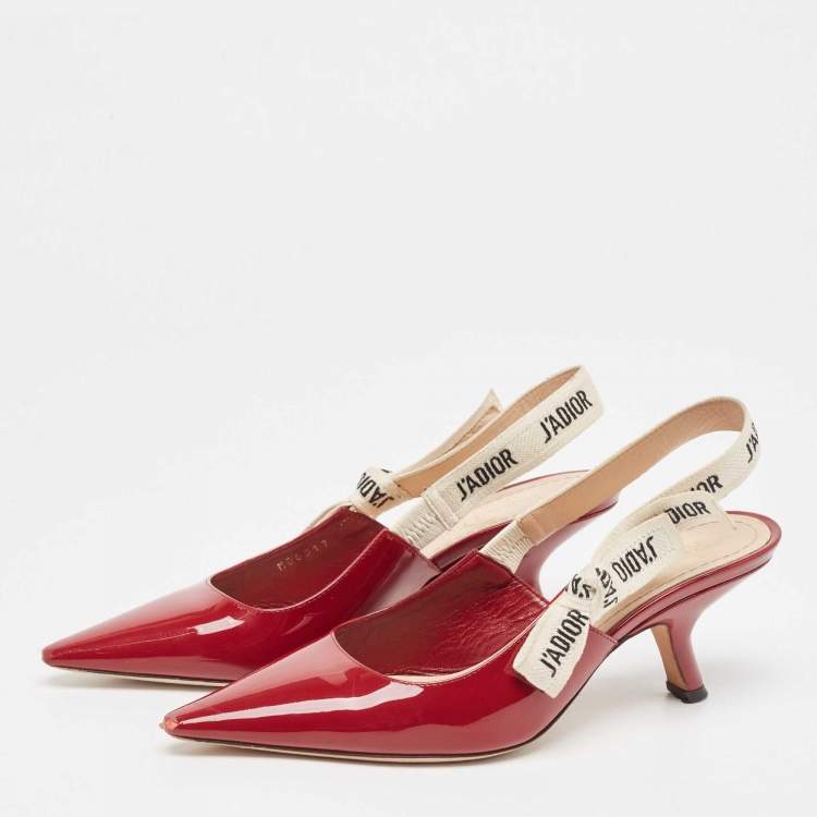 Pre Owned Dior Red Patent J'Adior Slingback Pumps Size 36