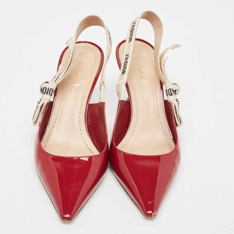 Pre Owned Dior Red Patent J'Adior Slingback Pumps Size 36