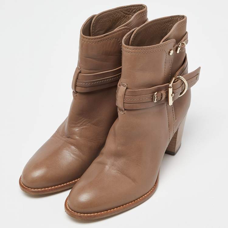 Pre Owned Dior Beige Leather Ankle Boots Size 36.5