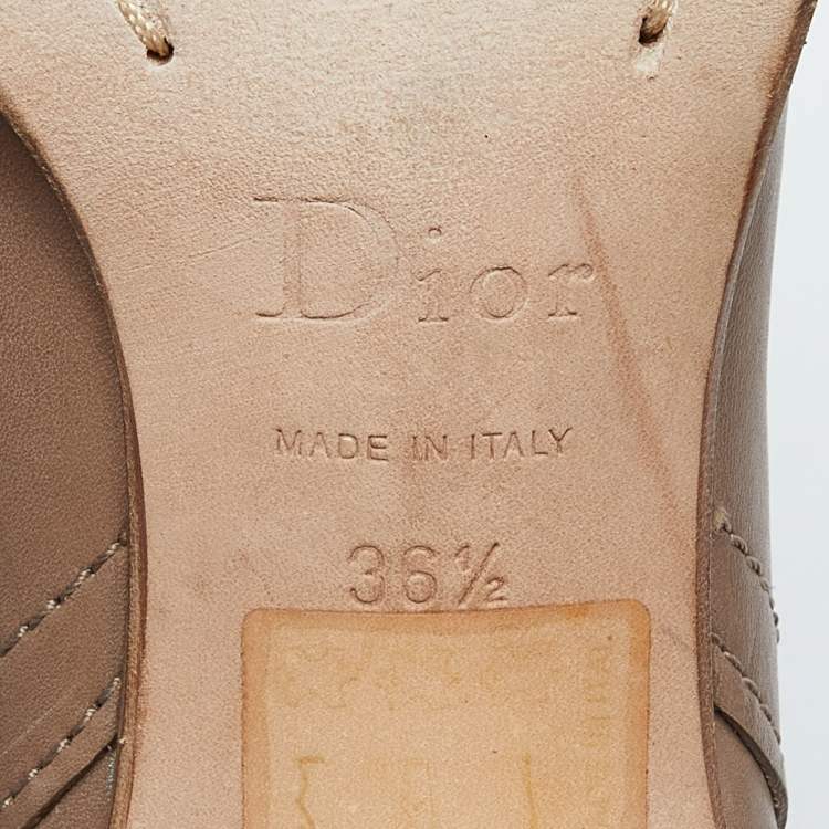 Pre Owned Dior Beige Leather Ankle Boots Size 36.5