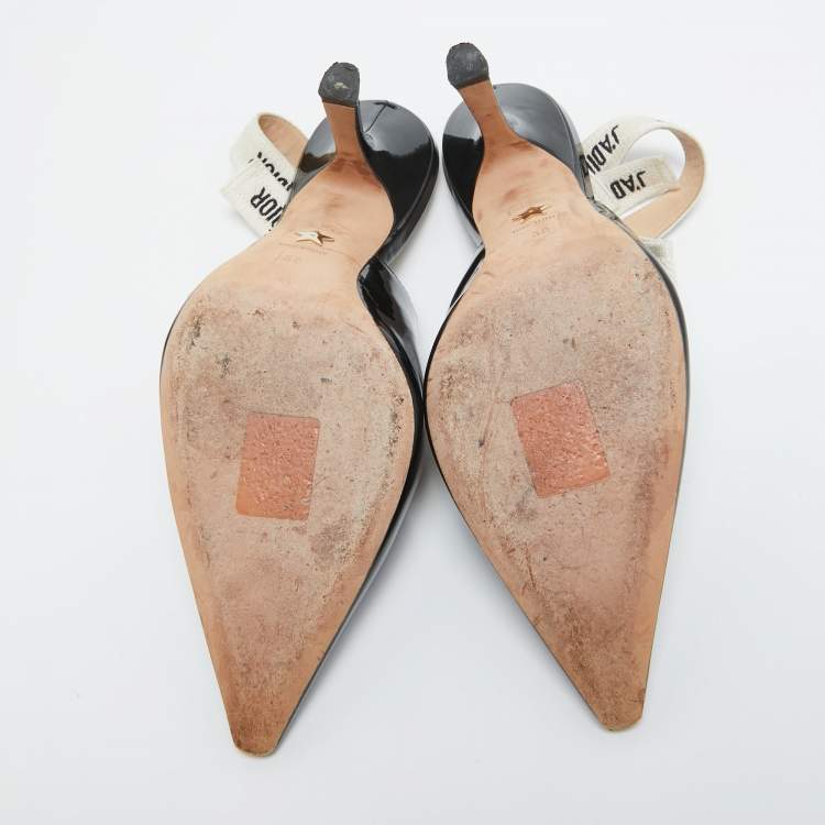 Pre Owned Dior Black Patent Leather J'adior Slingback Pumps Size 38