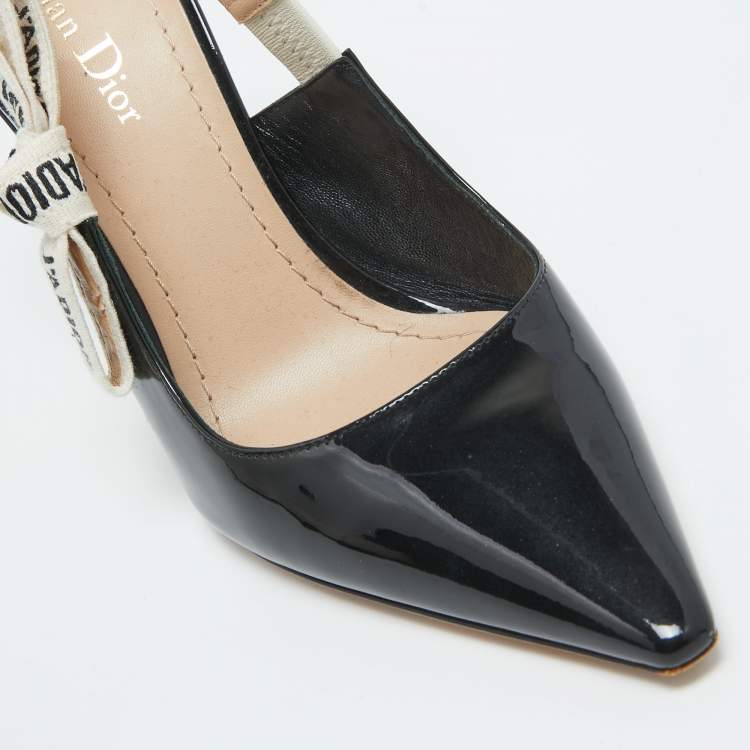 Pre Owned Dior Black Patent Leather J'adior Slingback Pumps Size 38