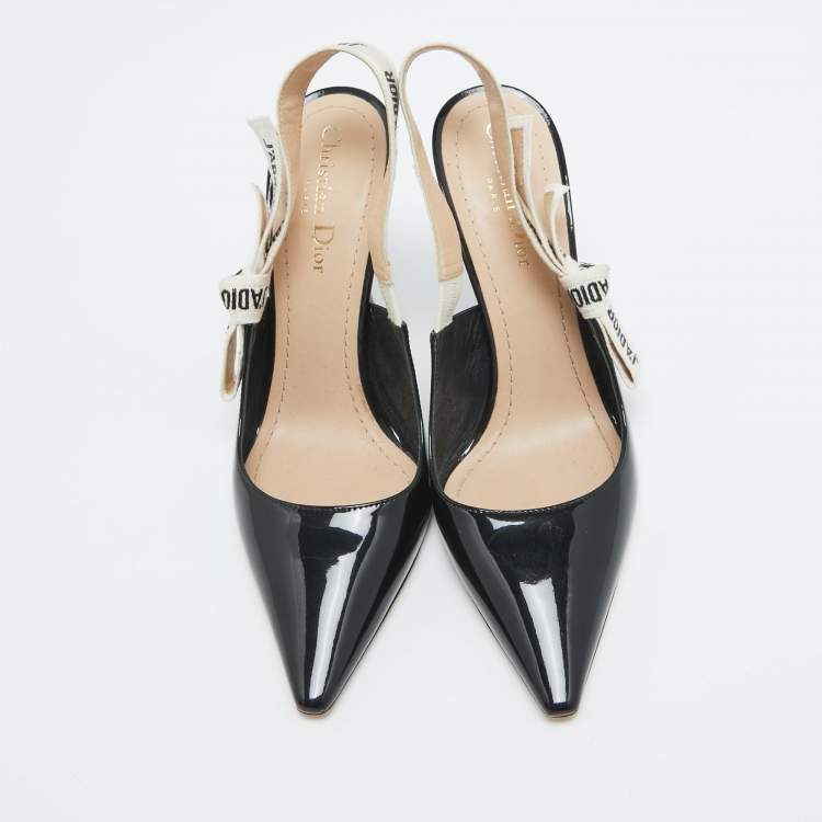 Pre Owned Dior Black Patent Leather J'adior Slingback Pumps Size 38