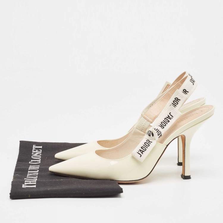 Pre Owned Dior Cream Patent Leather J'adior Slingback Pumps Size 39