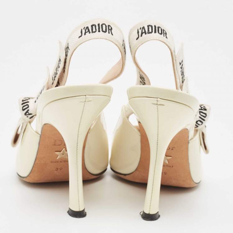 Pre Owned Dior Cream Patent Leather J'adior Slingback Pumps Size 39