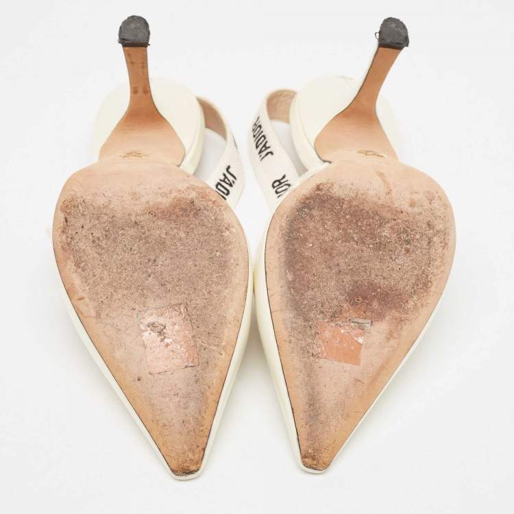 Pre Owned Dior Cream Patent Leather J'adior Slingback Pumps Size 39